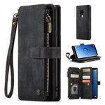 For Samsung Galaxy S9+ Phone Cases with Strap CASEME C30 Zipper Multiple Card Holder PU Leather Cover