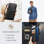 For Samsung Galaxy S9+ Phone Cases with Strap CASEME C30 Zipper Multiple Card Holder PU Leather Cover