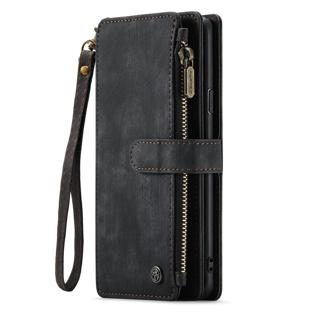 For Samsung Galaxy S9+ Phone Cases with Strap CASEME C30 Zipper Multiple Card Holder PU Leather Cover