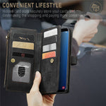 For Samsung Galaxy S9+ Phone Cases with Strap CASEME C30 Zipper Multiple Card Holder PU Leather Cover