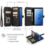 For Samsung Galaxy S9+ Phone Cases with Strap CASEME C30 Zipper Multiple Card Holder PU Leather Cover