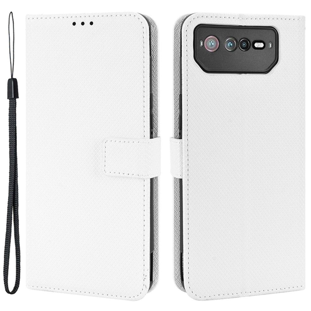 For Asus ROG Phone 6 5G / Phone 6 Pro 5G Diamond Texture Magnetic Closure Handbag PU Leather Stand Flip Wallet Case with Strap