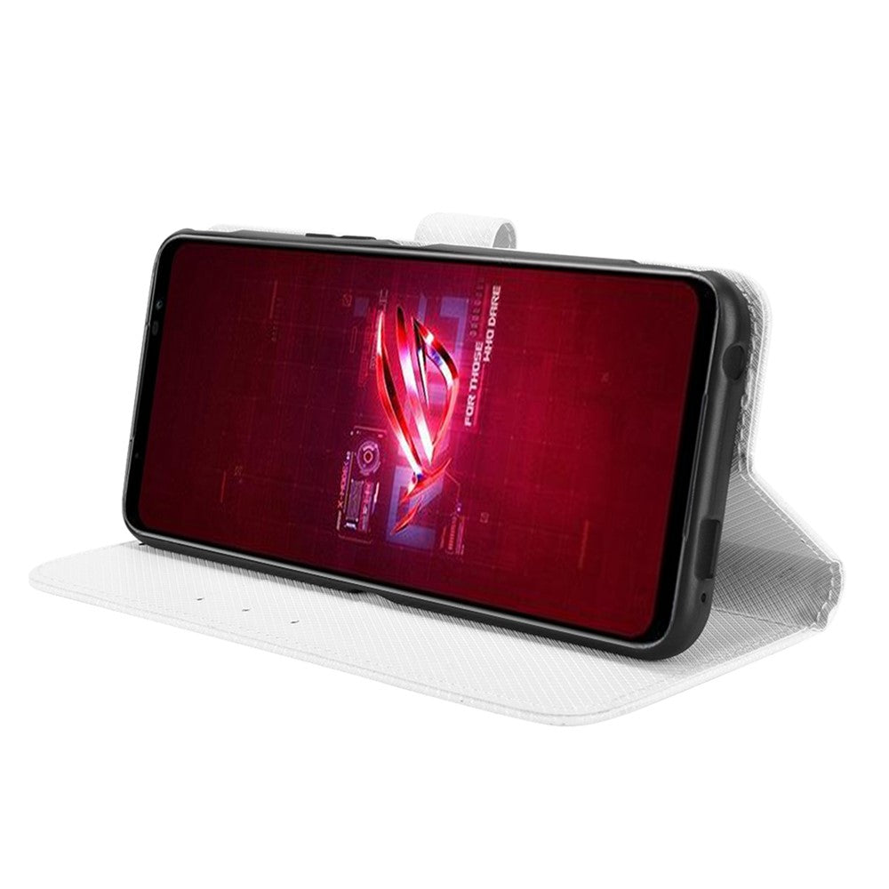 For Asus ROG Phone 6 5G / Phone 6 Pro 5G Diamond Texture Magnetic Closure Handbag PU Leather Stand Flip Wallet Case with Strap