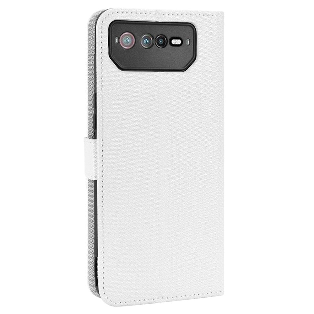 For Asus ROG Phone 6 5G / Phone 6 Pro 5G Diamond Texture Magnetic Closure Handbag PU Leather Stand Flip Wallet Case with Strap