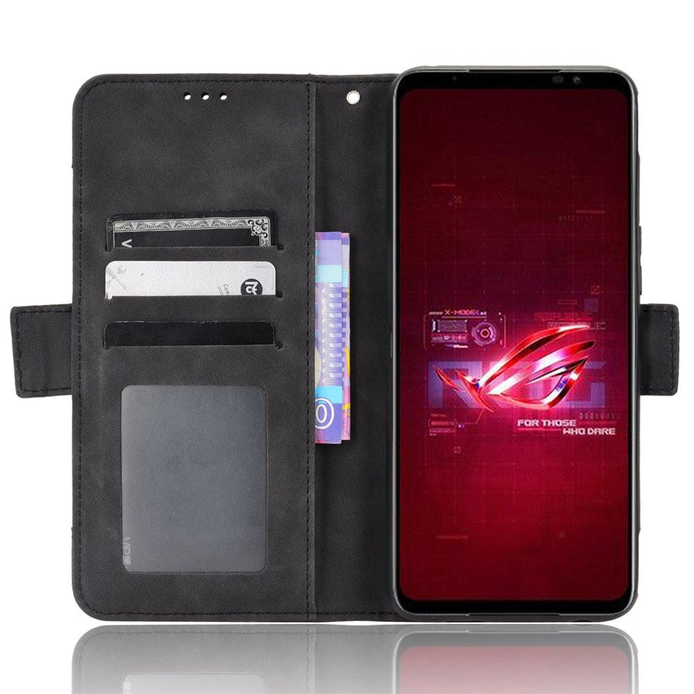 Til Asus ROG Phone 6 5G / Phone 6 Pro 5G PU læder flip cover med stativfunktion, flere kortpladser og pung