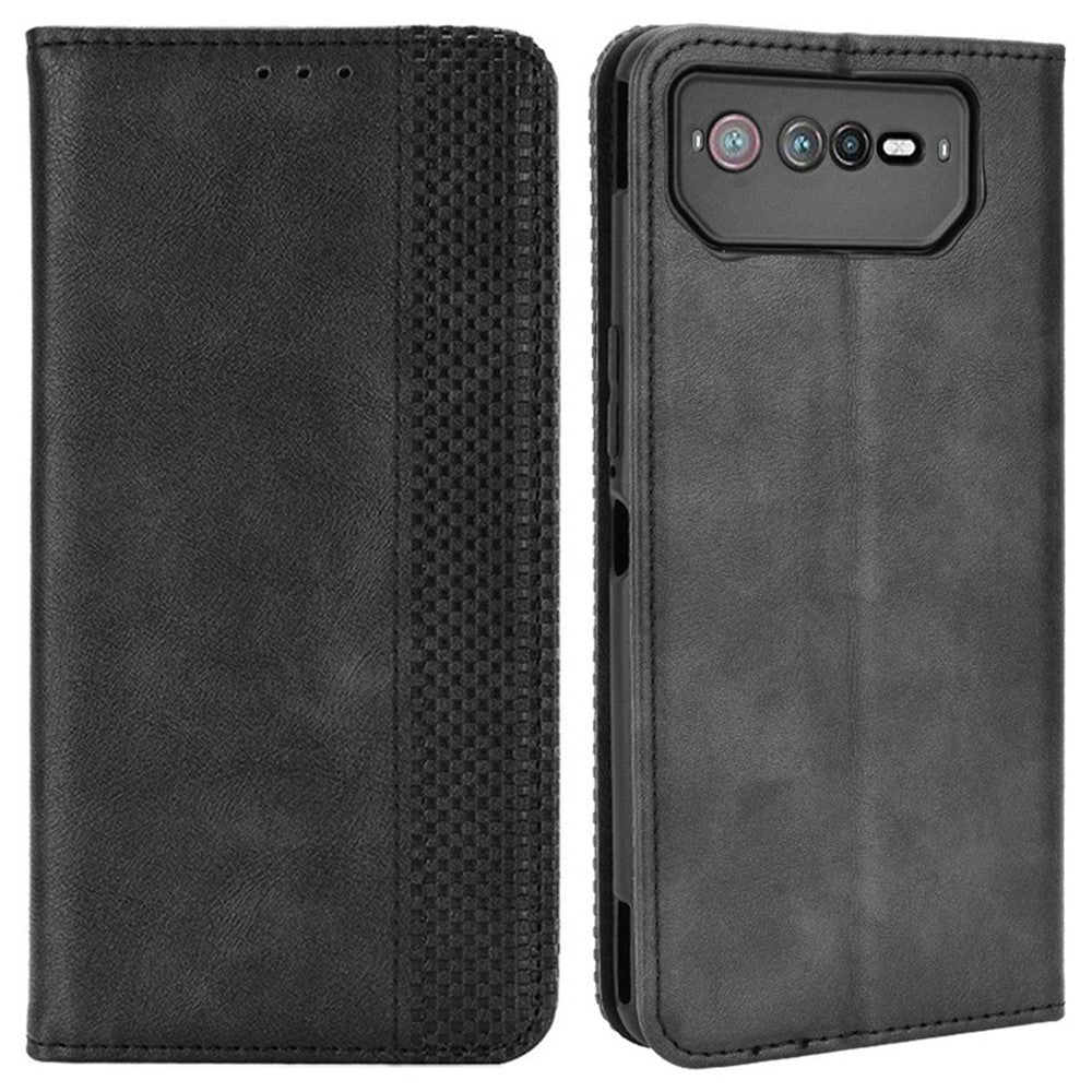 For Asus ROG Phone 6 5G / Phone 6 Pro 5G Retro Texture PU Leather Magnetic Auto Closing Case Full Inclusive Protective Wallet Stand Cover