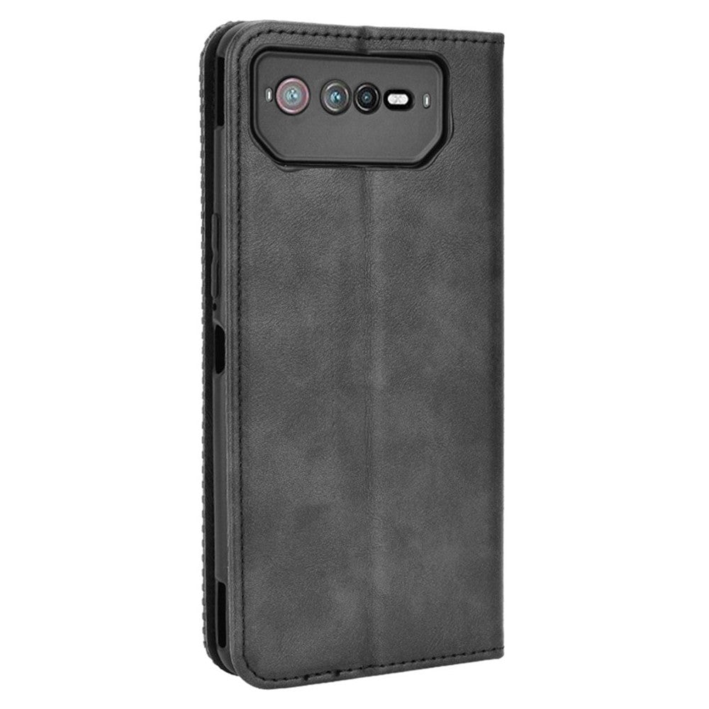 For Asus ROG Phone 6 5G / Phone 6 Pro 5G Retro Texture PU Leather Magnetic Auto Closing Case Full Inclusive Protective Wallet Stand Cover