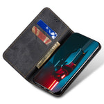 Oppo A57 (2022) 5G / A57 4G / A77 5G / A57s 4G / Realme Q5i / V23 5G / Narzo 50 5G Stötsäkert mobilflik Plånboksfodral Stativ Jeans Tygtextur PU-läder mobilskal