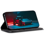 Oppo A57 (2022) 5G / A57 4G / A77 5G / A57s 4G / Realme Q5i / V23 5G / Narzo 50 5G Stötsäkert mobilflik Plånboksfodral Stativ Jeans Tygtextur PU-läder mobilskal