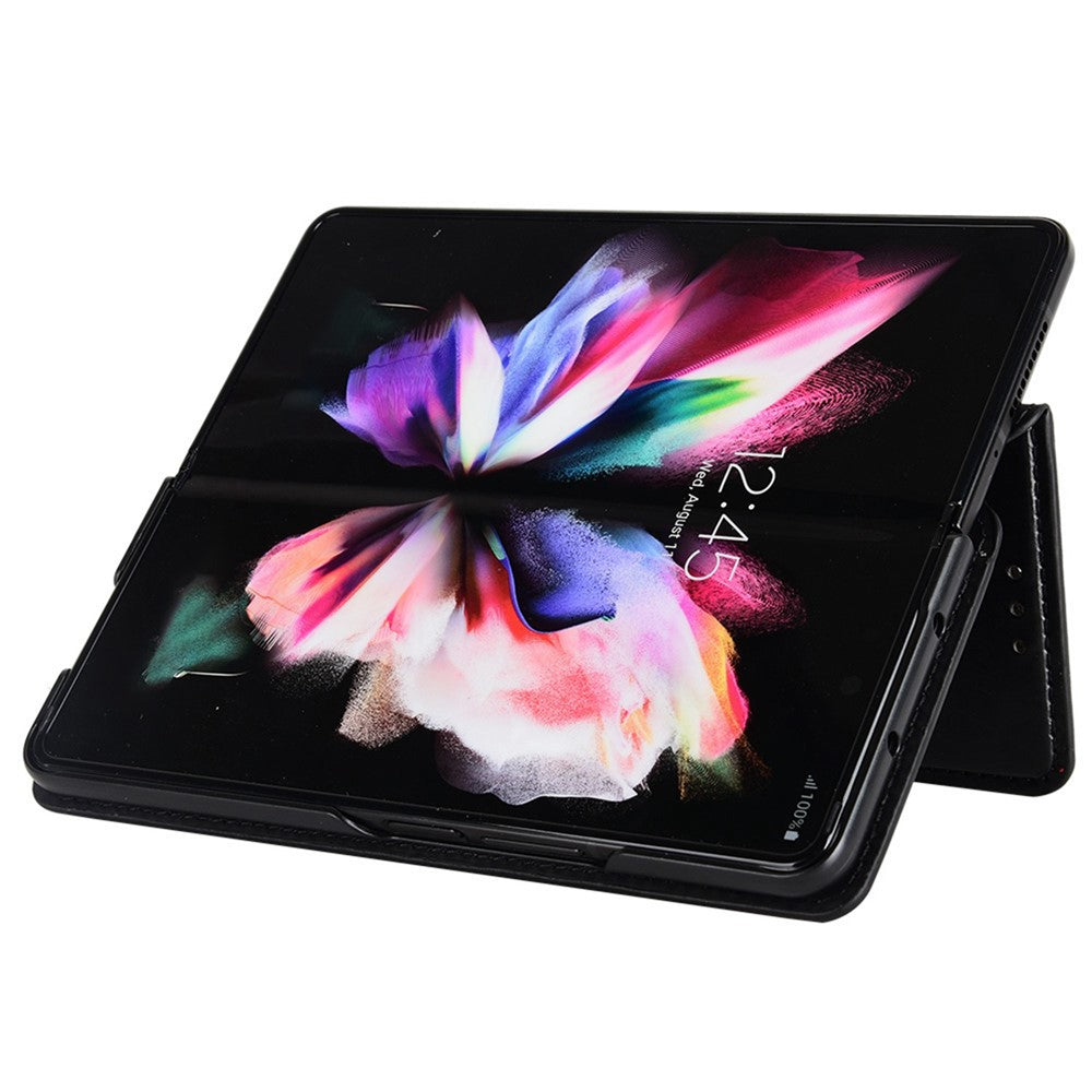 For Samsung Galaxy Z Fold4 5G PU Leather + PC Case Magnetic Auto-absorbed Imprinting Rhombus Pattern Stand Wallet Phone Cover