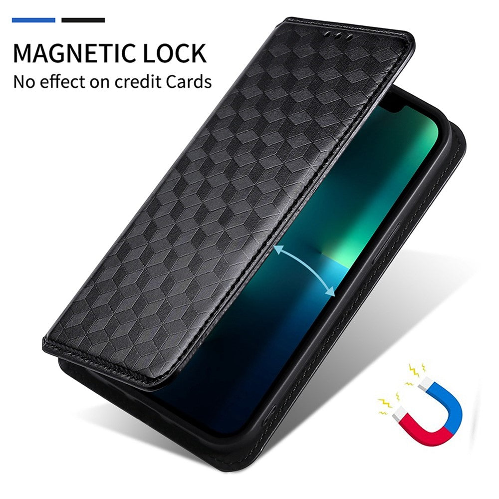 For Samsung Galaxy Z Fold4 5G PU Leather + PC Case Magnetic Auto-absorbed Imprinting Rhombus Pattern Stand Wallet Phone Cover