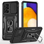 Til Samsung Galaxy A52 4G / 5G / A52s 5G Ridsefast Telefoncover med Skydende Kameradæksel PC + TPU Ringstativ Mobiltelefoncover