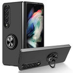 For Samsung Galaxy Z Fold4 5G Built-in Kickstand Function Anti-scratch Folding PC Cell Phone Case with Car Mount Metal Sheet
