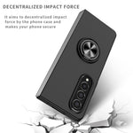 For Samsung Galaxy Z Fold4 5G Built-in Kickstand Function Anti-scratch Folding PC Cell Phone Case with Car Mount Metal Sheet