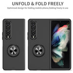 For Samsung Galaxy Z Fold4 5G Built-in Kickstand Function Anti-scratch Folding PC Cell Phone Case with Car Mount Metal Sheet