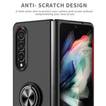 For Samsung Galaxy Z Fold4 5G Built-in Kickstand Function Anti-scratch Folding PC Cell Phone Case with Car Mount Metal Sheet