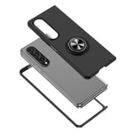 For Samsung Galaxy Z Fold4 5G Built-in Kickstand Function Anti-scratch Folding PC Cell Phone Case with Car Mount Metal Sheet