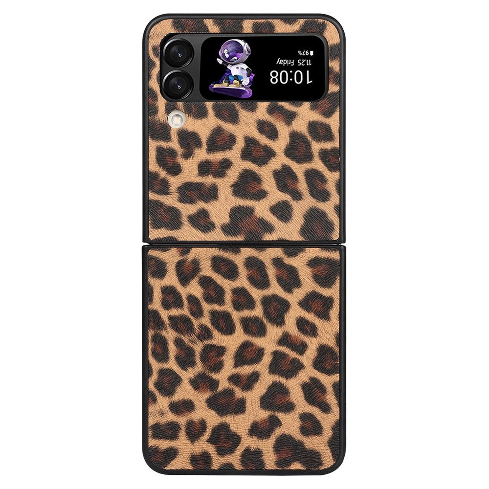 For Samsung Galaxy Z Flip4 5G Anti-scratch Folding Phone Case PU Leather Coated Hard PC Back Cover