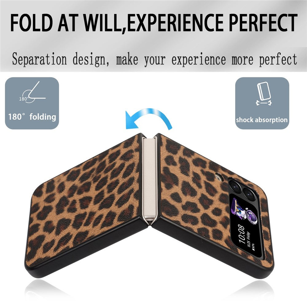 For Samsung Galaxy Z Flip4 5G Anti-scratch Folding Phone Case PU Leather Coated Hard PC Back Cover