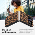 For Samsung Galaxy Z Flip4 5G Anti-scratch Folding Phone Case PU Leather Coated Hard PC Back Cover