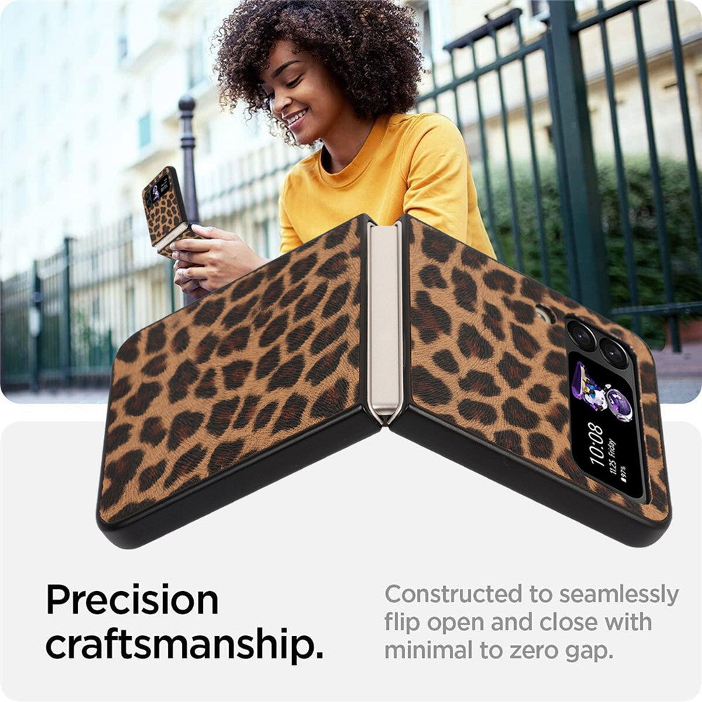 For Samsung Galaxy Z Flip4 5G Anti-scratch Folding Phone Case PU Leather Coated Hard PC Back Cover