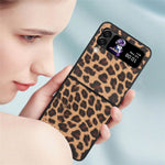 For Samsung Galaxy Z Flip4 5G Anti-scratch Folding Phone Case PU Leather Coated Hard PC Back Cover