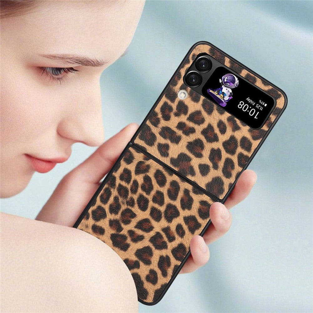 For Samsung Galaxy Z Flip4 5G Anti-scratch Folding Phone Case PU Leather Coated Hard PC Back Cover