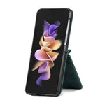 Samsung Galaxy Z Flip4 5G Flera kortplatser Blixtlåsficka Helt vikbart mobilskal Retrotextur Läderbelagt PC Stativfodral