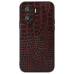For Honor X40i 5G Shockproof Phone Case Crocodile Texture Genuine Cowhide Leather Coating Protective Phone Back Cover