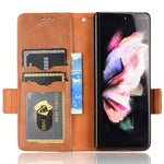 For Samsung Galaxy Z Fold4 5G Shockproof Phone Case with Pen Slot Triangle Pattern Imprinted PU Leather Flip Wallet Cover Stand