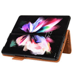 For Samsung Galaxy Z Fold4 5G Shockproof Phone Case with Pen Slot Triangle Pattern Imprinted PU Leather Flip Wallet Cover Stand