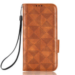 For Samsung Galaxy Z Fold4 5G Shockproof Phone Case with Pen Slot Triangle Pattern Imprinted PU Leather Flip Wallet Cover Stand