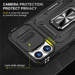 Mobile Phone Case for iPhone 14 Pro Max 6.7 inch, PC + TPU Ring Kickstand Cell Phone Shell with Slide Camera Protector