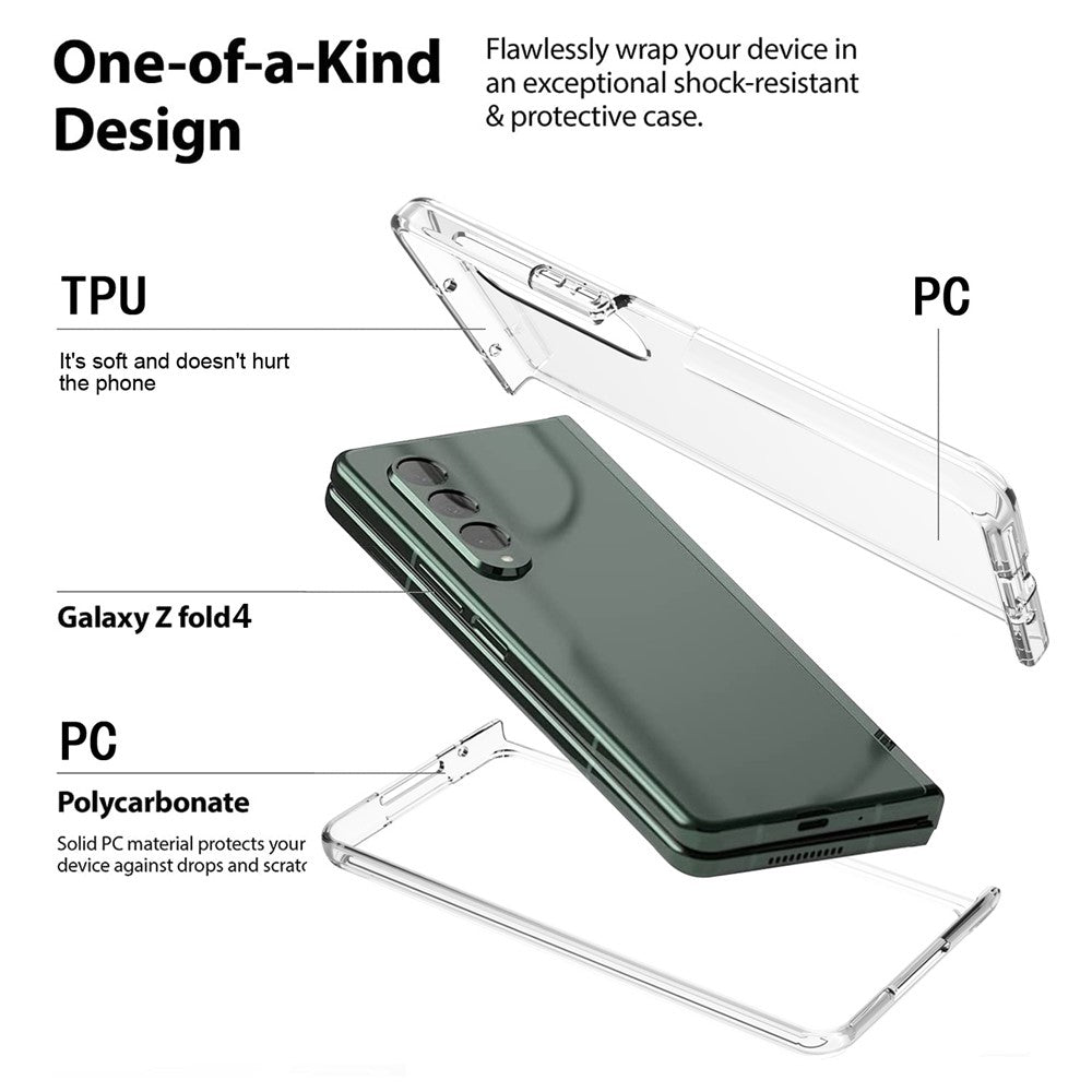 For Samsung Galaxy Z Fold4 5G Transparent Light Slim PC + TPU Hybrid Protective Cover Phone Case