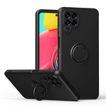 For Samsung Galaxy M53 5G Finger Ring Kickstand Design Anti-scratch Cover Liquid Silicone Cell Phone Protective Case
