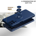 For Samsung Galaxy M53 5G Finger Ring Kickstand Design Anti-scratch Cover Liquid Silicone Cell Phone Protective Case