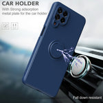 For Samsung Galaxy M53 5G Finger Ring Kickstand Design Anti-scratch Cover Liquid Silicone Cell Phone Protective Case