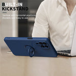 For Samsung Galaxy M53 5G Finger Ring Kickstand Design Anti-scratch Cover Liquid Silicone Cell Phone Protective Case
