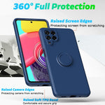 For Samsung Galaxy M53 5G Finger Ring Kickstand Design Anti-scratch Cover Liquid Silicone Cell Phone Protective Case
