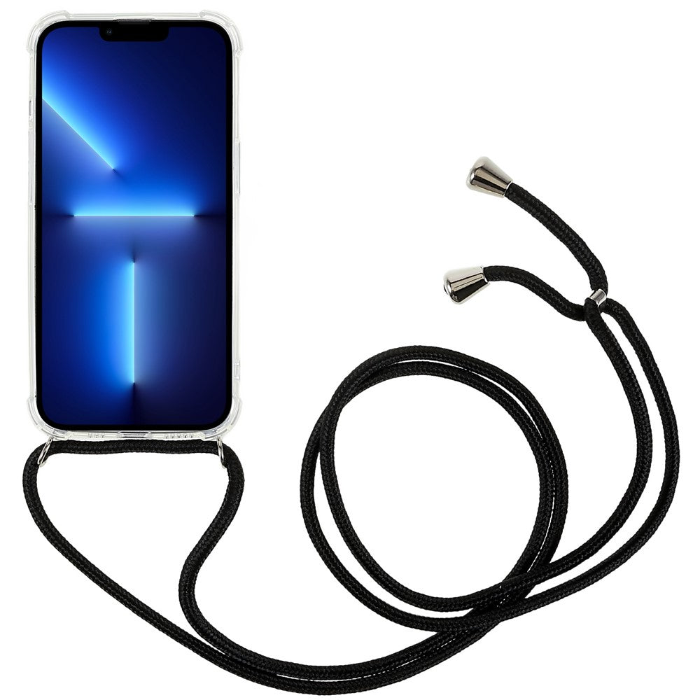 Til iPhone 14 Pro 6.1 tommer krystalklart telefoncover med forstærkede hjørner, anti-fald TPU-cover med snor