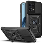 For Oppo Reno7 4G Anti-scratch Phone Cover Slide Camera Protection PC + TPU Ring Kickstand Cell Phone Case