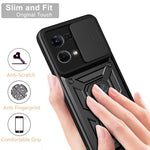 For Oppo Reno7 4G Anti-scratch Phone Cover Slide Camera Protection PC + TPU Ring Kickstand Cell Phone Case