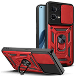 For Oppo Reno7 4G Anti-scratch Phone Cover Slide Camera Protection PC + TPU Ring Kickstand Cell Phone Case