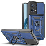 For Oppo Reno7 4G Anti-scratch Phone Cover Slide Camera Protection PC + TPU Ring Kickstand Cell Phone Case
