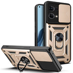 For Oppo Reno7 4G Anti-scratch Phone Cover Slide Camera Protection PC + TPU Ring Kickstand Cell Phone Case