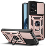 For Oppo Reno7 4G Anti-scratch Phone Cover Slide Camera Protection PC + TPU Ring Kickstand Cell Phone Case