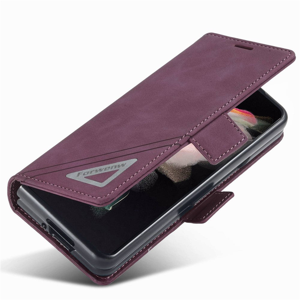 FORWENW F3-Series For Samsung Galaxy Z Fold4 5G Shockproof PU Leather Phone Case Wallet Stand Mobile Phone Flip Cover