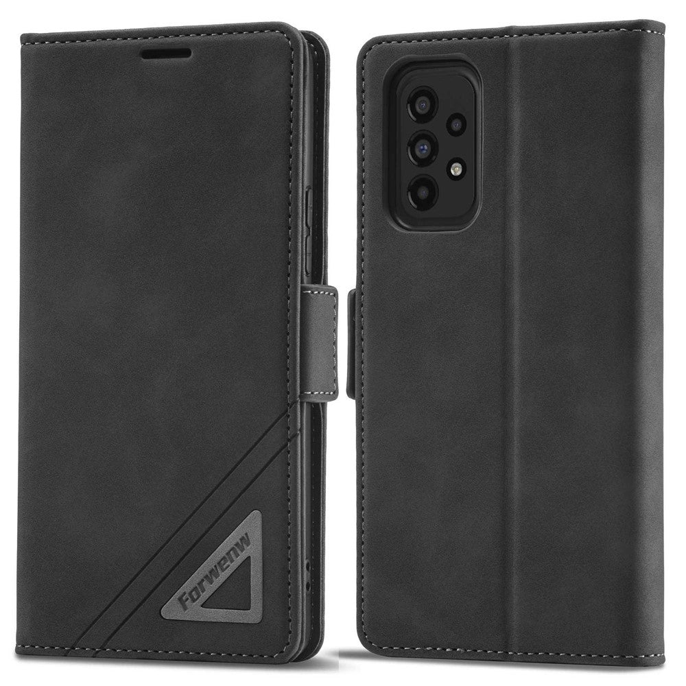 FORWENW F3-serien för Samsung Galaxy A73 5G slitstarkt plånboksfodral i PU-läder, fällbart läder, mobilmobilfodral med stativ
