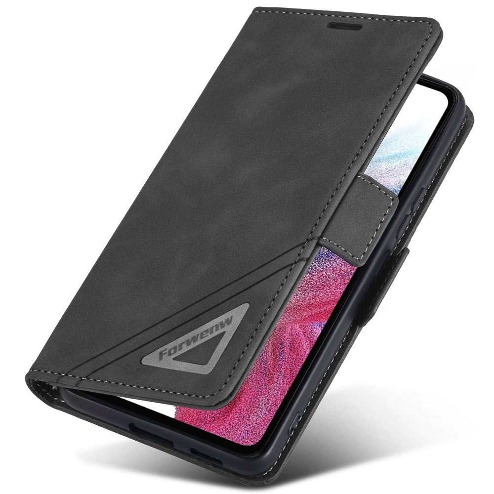 FORWENW F3-serien för Samsung Galaxy A73 5G slitstarkt plånboksfodral i PU-läder, fällbart läder, mobilmobilfodral med stativ