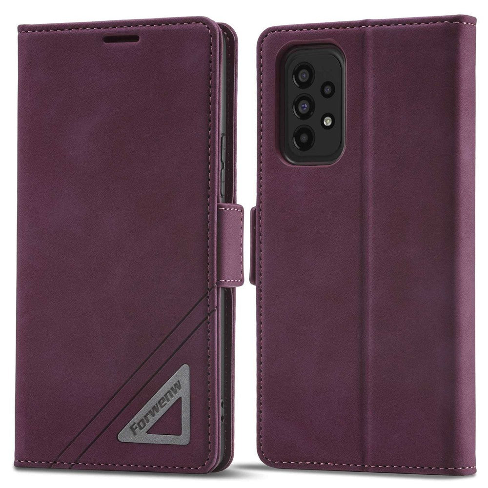 FORWENW F3-serien för Samsung Galaxy A73 5G slitstarkt plånboksfodral i PU-läder, fällbart läder, mobilmobilfodral med stativ